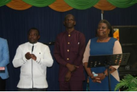 The worship team leading the congregation